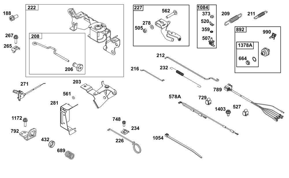 Controls Group Diagram and Parts List for 305447-0615-F1 200000 - 399999 Briggs and Stratton Engine